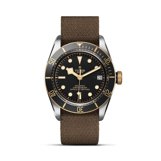 maison birks tudor black bay sg 41 mm steel case brown fabric strap black dial m79733n 0005 image number 0
