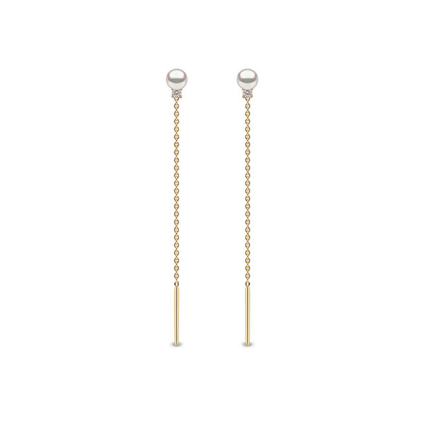 Trend Yellow Gold Pearl and Diamond Earrings