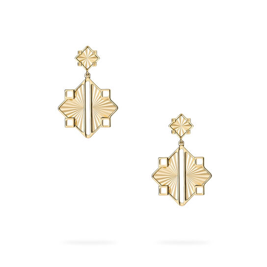 Birks Muse Guilloch&eacute; Yellow Gold Drop Earrings image number 2