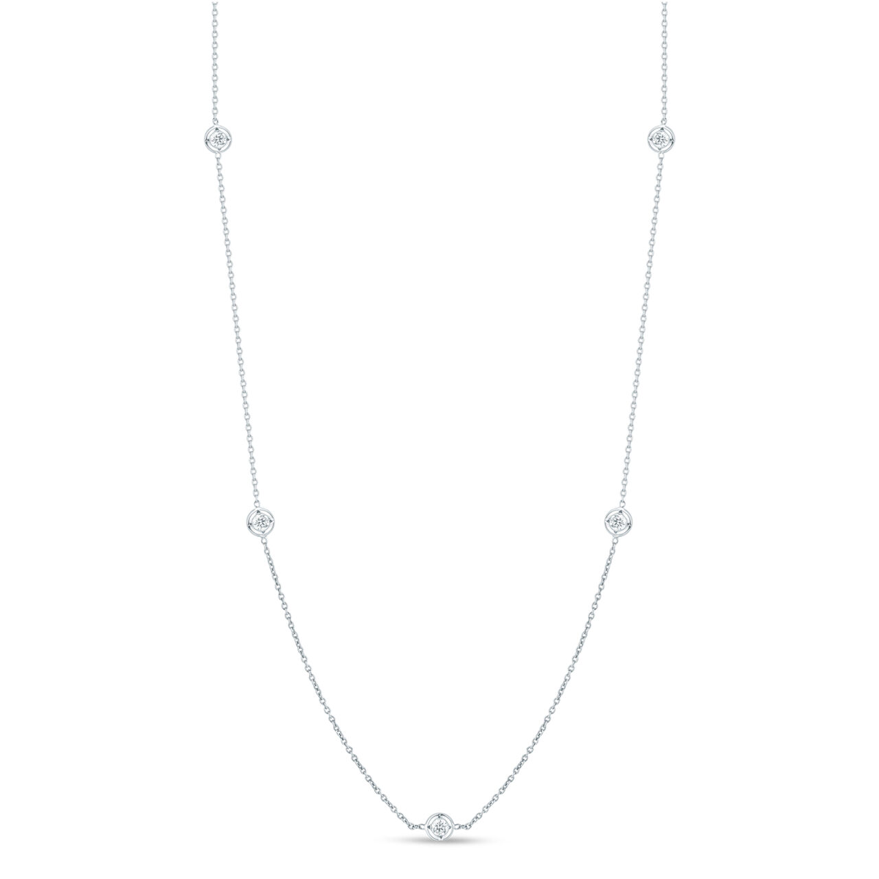 maison birks roberto coin diamonds by the inch white gold 7 row station diamond necklace image number 0