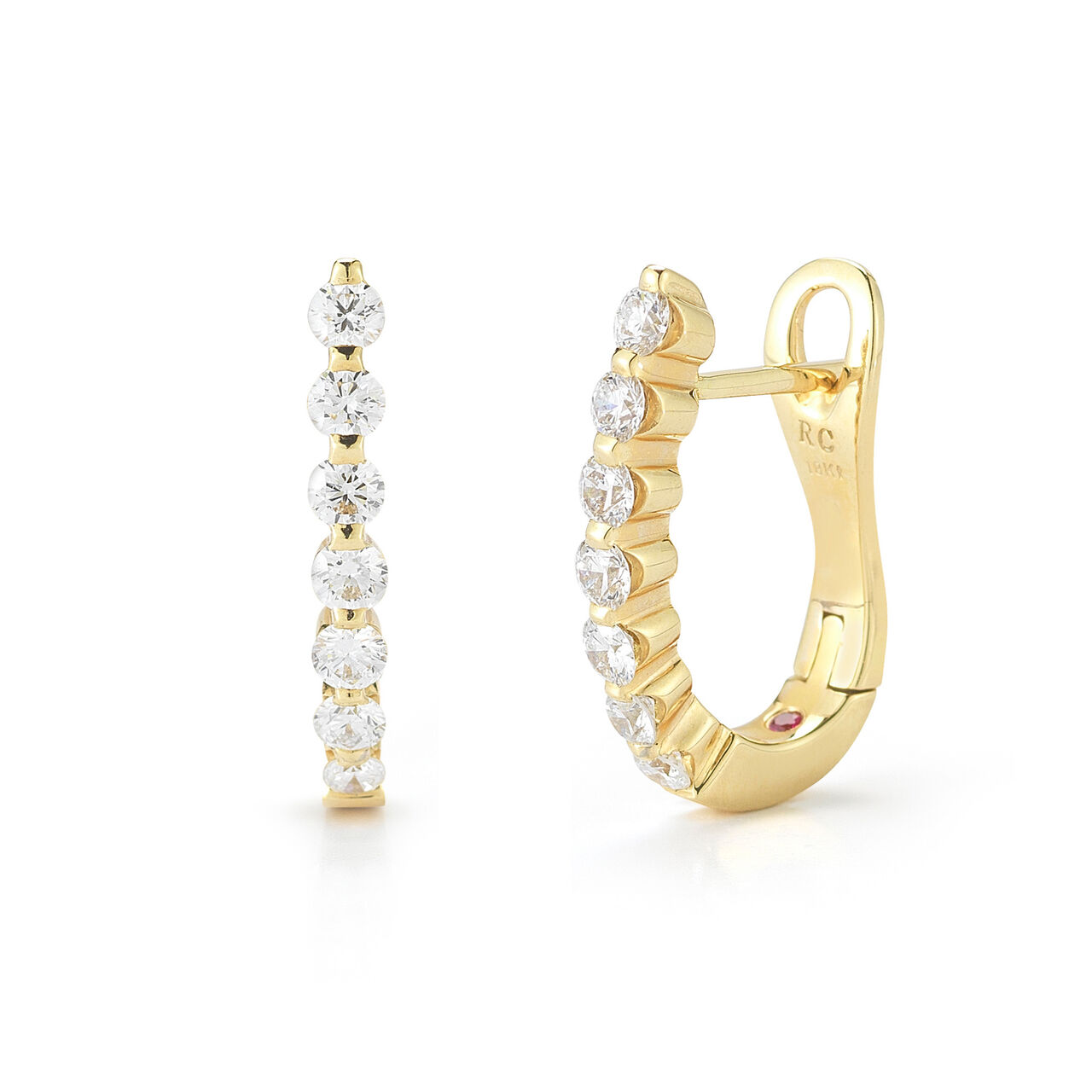 Roberto Coin Perfect Diamond Yellow Gold Hoops Earrings 000466AYERX0 image number 0