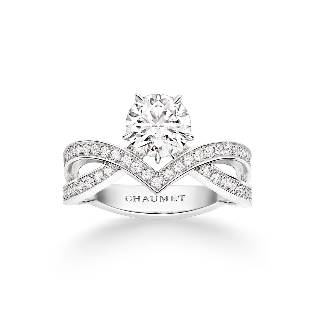 Chaumet Joséphine Amour D'Aigrette Platinum Diamond Pavé Solitaire From 1 Carat image number 0