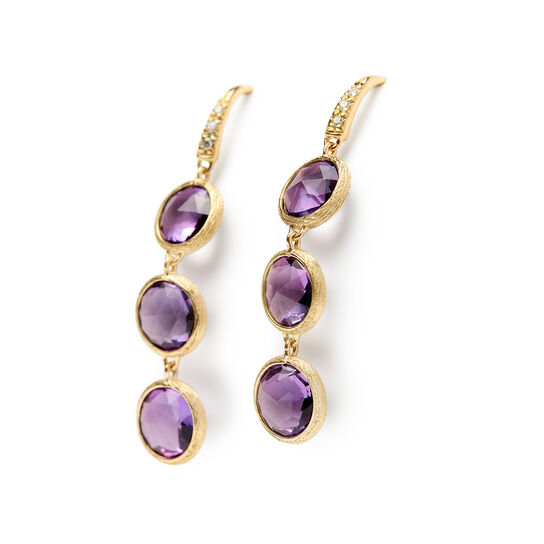 Marco Bicego Boucles d'oreilles Jaipur Colour en or jaune avec diamants et am&eacute;thystes image number 2