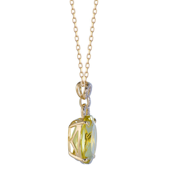 Pendentif Quartz Citron Oval en Or Jaune
