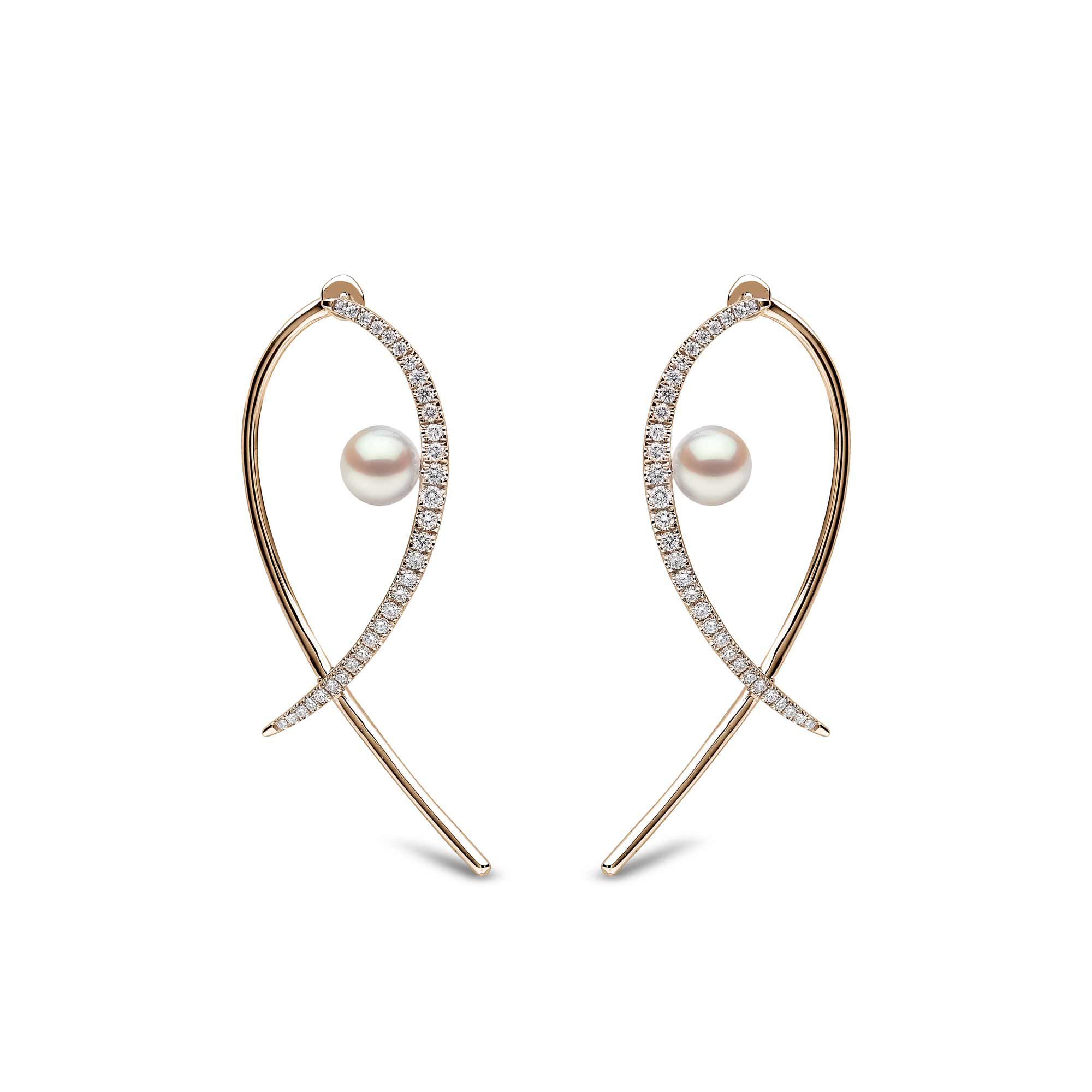 Sleek Yellow Gold Pearl and Diamond Earrings Yoko London QYE2191 6X EZ