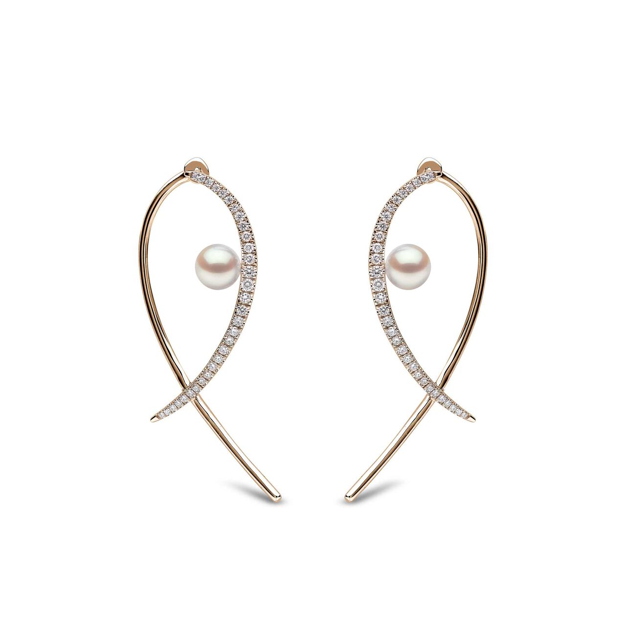 yoko london sleek yellow gold diamond pearl slide in earrings qye2191 6x front image number 0