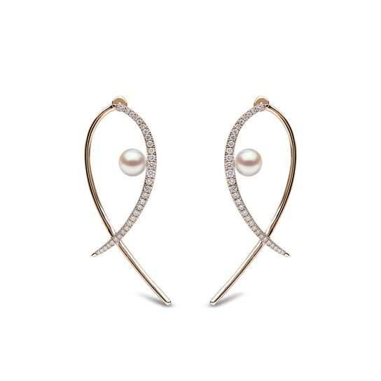 yoko london sleek yellow gold diamond pearl slide in earrings qye2191 6x front image number 0