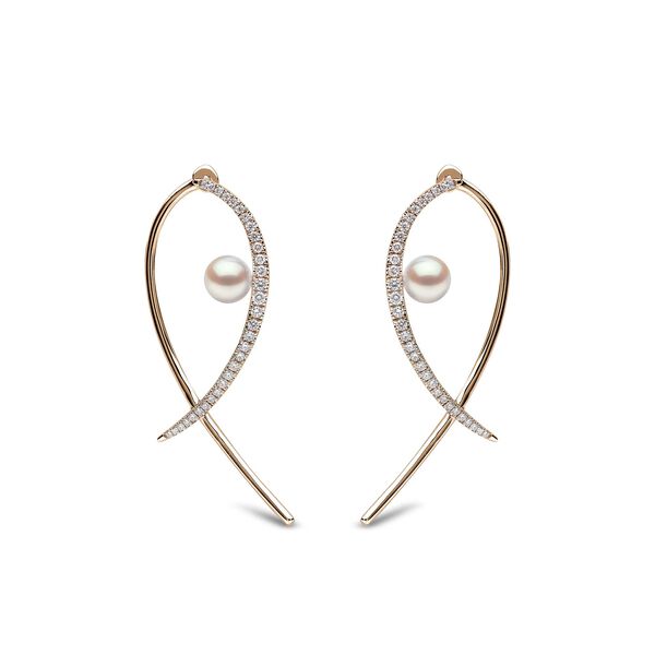 Boucles d'oreilles Sleek en or jaune avec perles et diamants