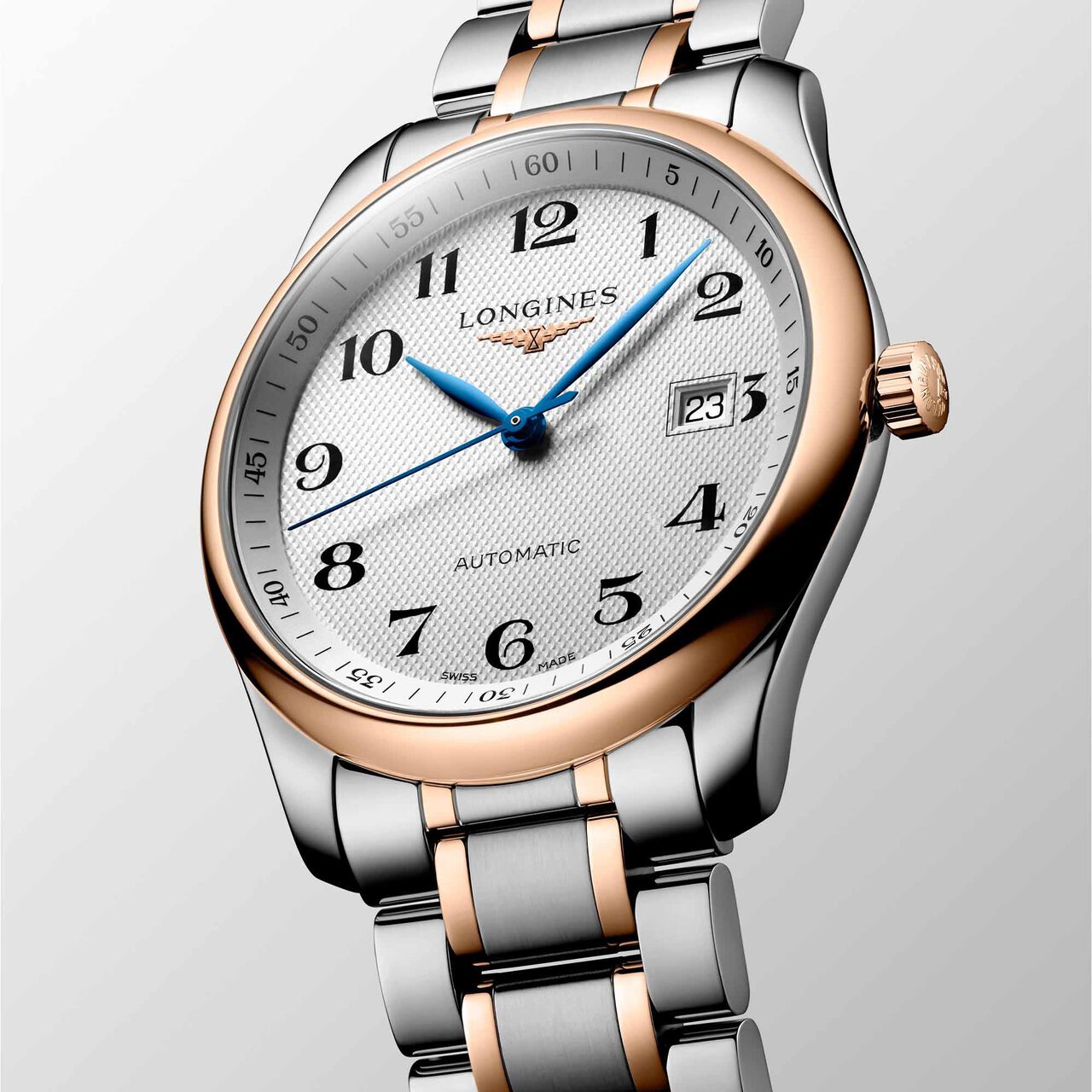 longines master automatic 40 mm rose gold steel l2.793.5.79.7 face angled image number 1