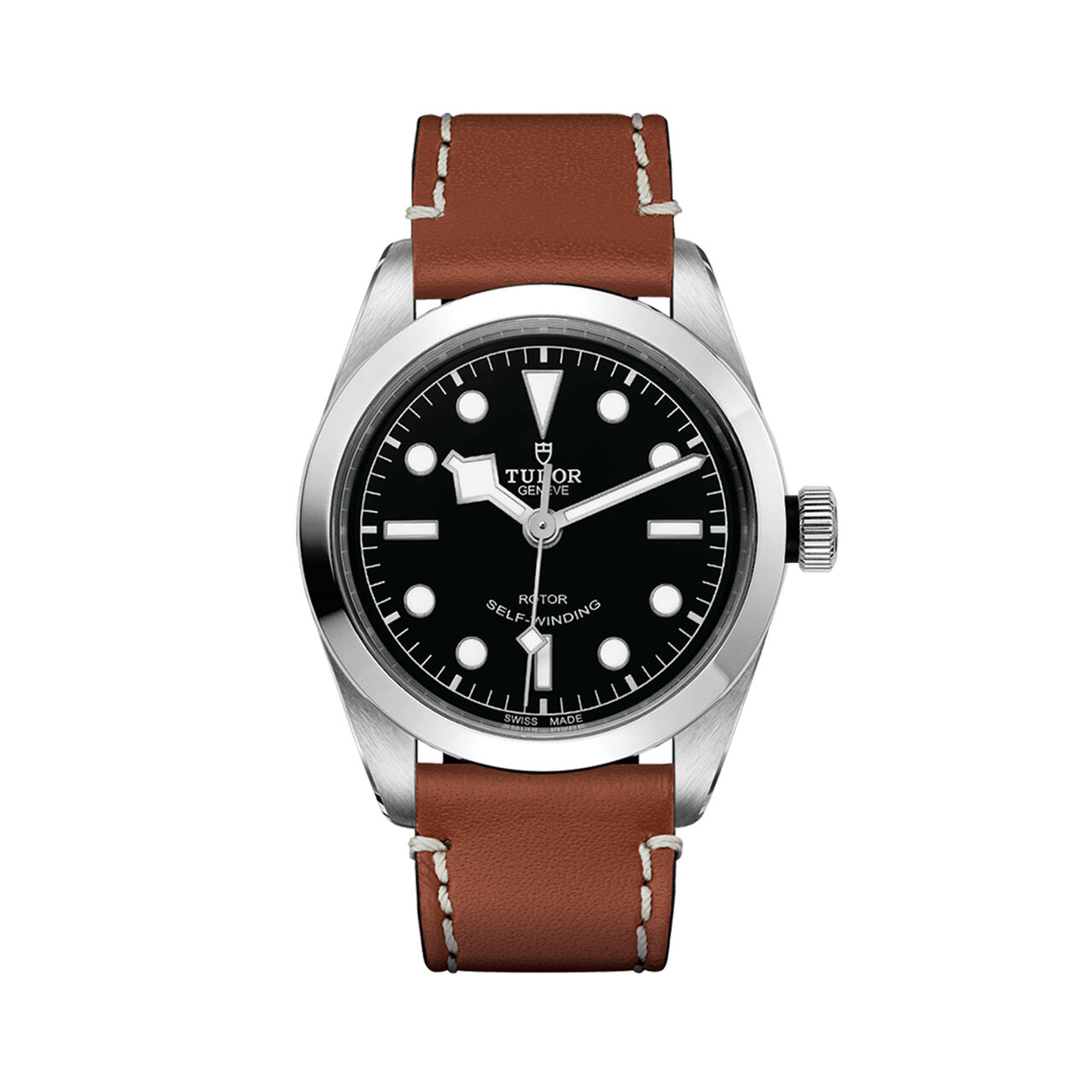 maison birks tudor black bay 36 36 mm steel case brown leather strap black dial m79500 0009 image number 0