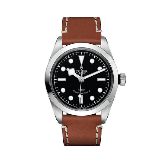 maison birks tudor black bay 36 36 mm steel case brown leather strap black dial m79500 0009 image number 0