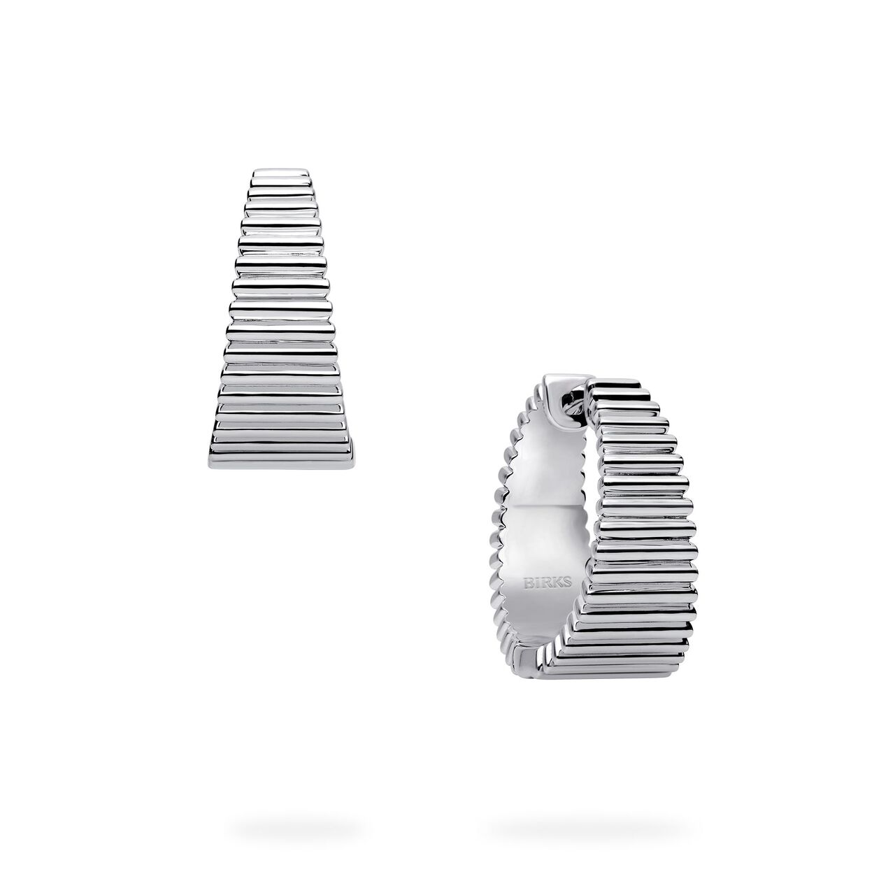 Birks Essentials Silver Pleated Tapered Hoops image number 0