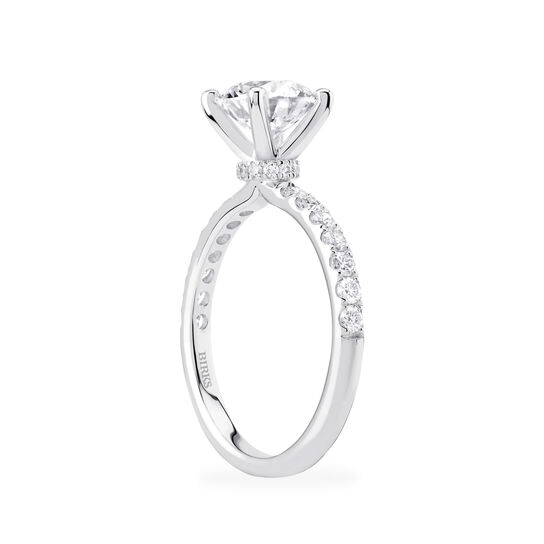 Birks Deco Round Solitaire Diamond Engagement Ring With Diamond Band image number 2