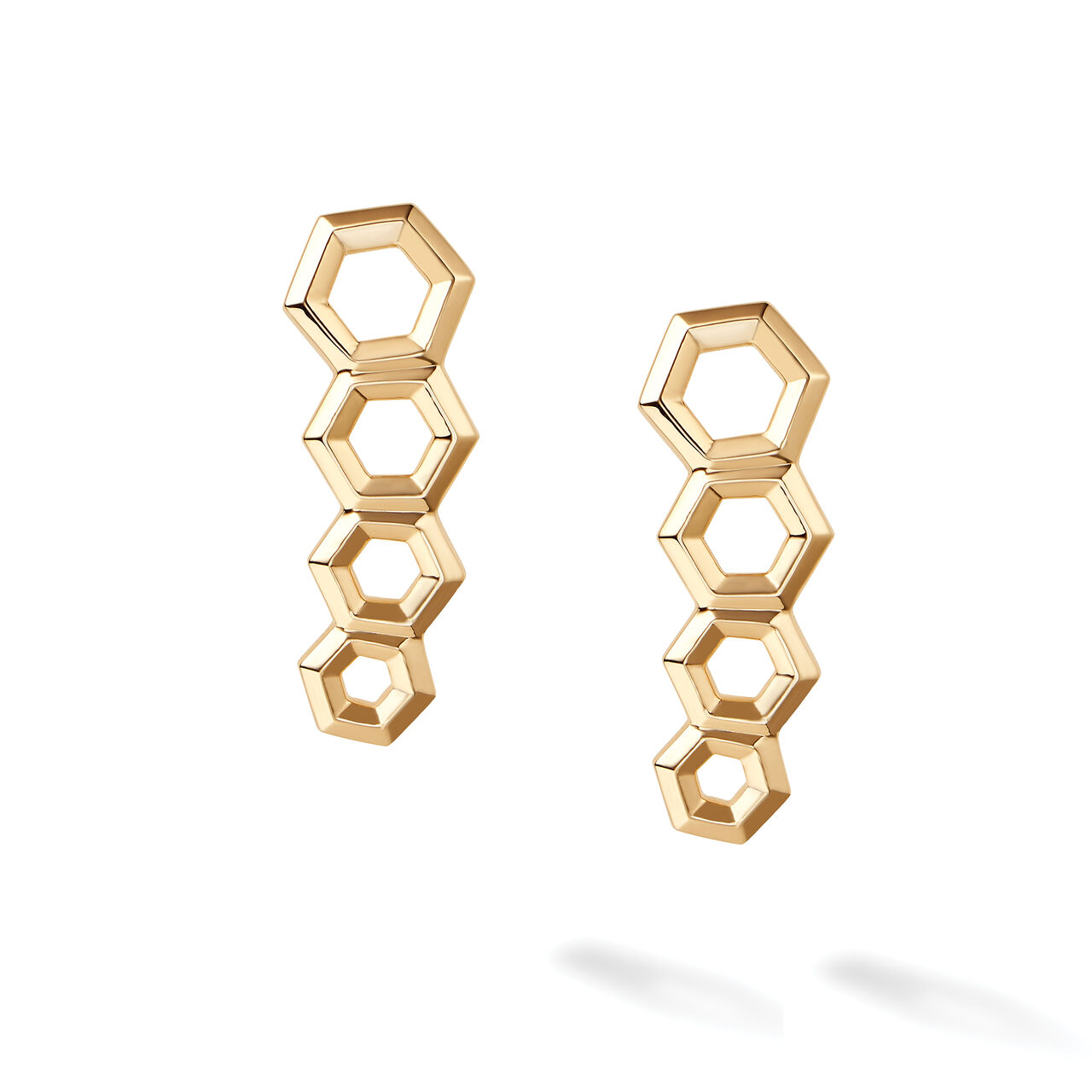 Boucles d’oreilles à barre avec hexagones en or jaune image number 2