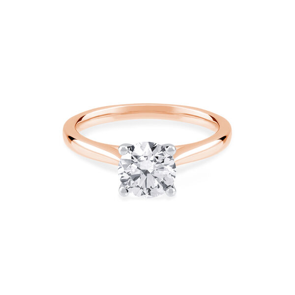 Bague de fiançailles en or rose à diamant solitaire rond