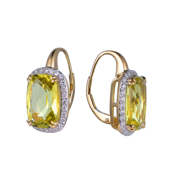 Boucles d'Oreilles Quartz Citron en Or Jaune