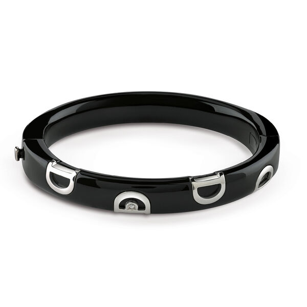 Bracelet jonc D.Icon en ceramique noire avec or blanc et diamants