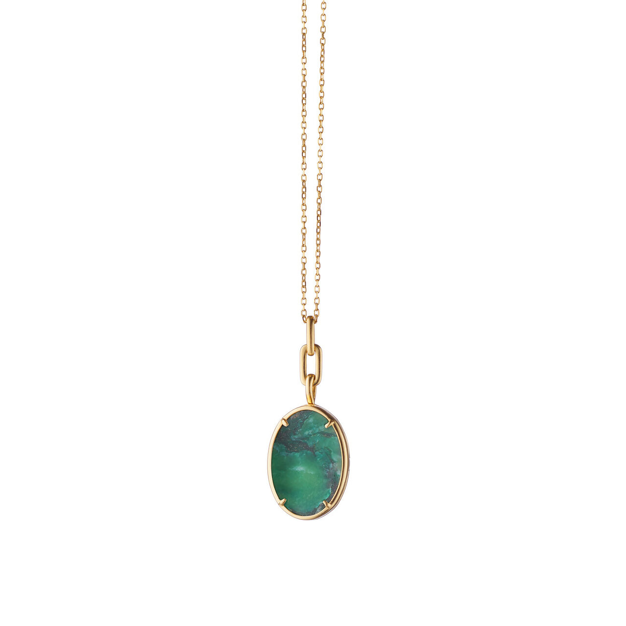 Monica Rich Kosann Slim Lockets Elle Oval Yellow Gold and Aventurine Locket 44422 image number 0