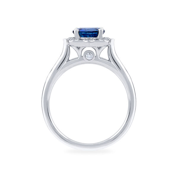 Heirloom Round Solitaire Sapphire Engagement Ring with Halo