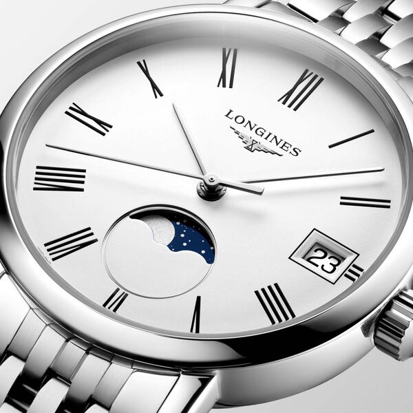Elegant phase de lune quartz 30 mm en acier inoxydable