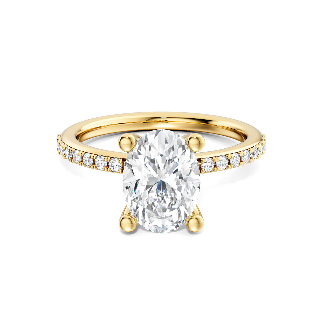 Birks Ros&eacute;e du Matin Yellow Gold Oval Cut Diamond Engagement Ring with Diamond Band image number 0