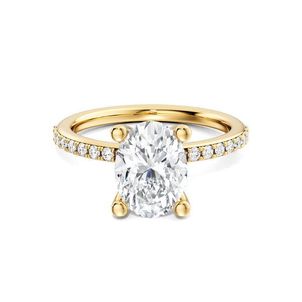 Yellow Gold Oval Cut Diamond Engagement Ring with Diamond Band