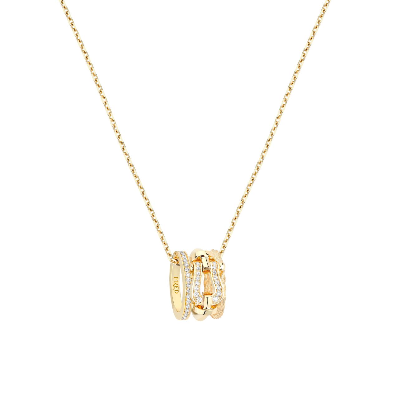 Fred Force 10 Rise Small yellow Gold and Diamond Pav&eacute; Pendant 7B2004-000 image number 1