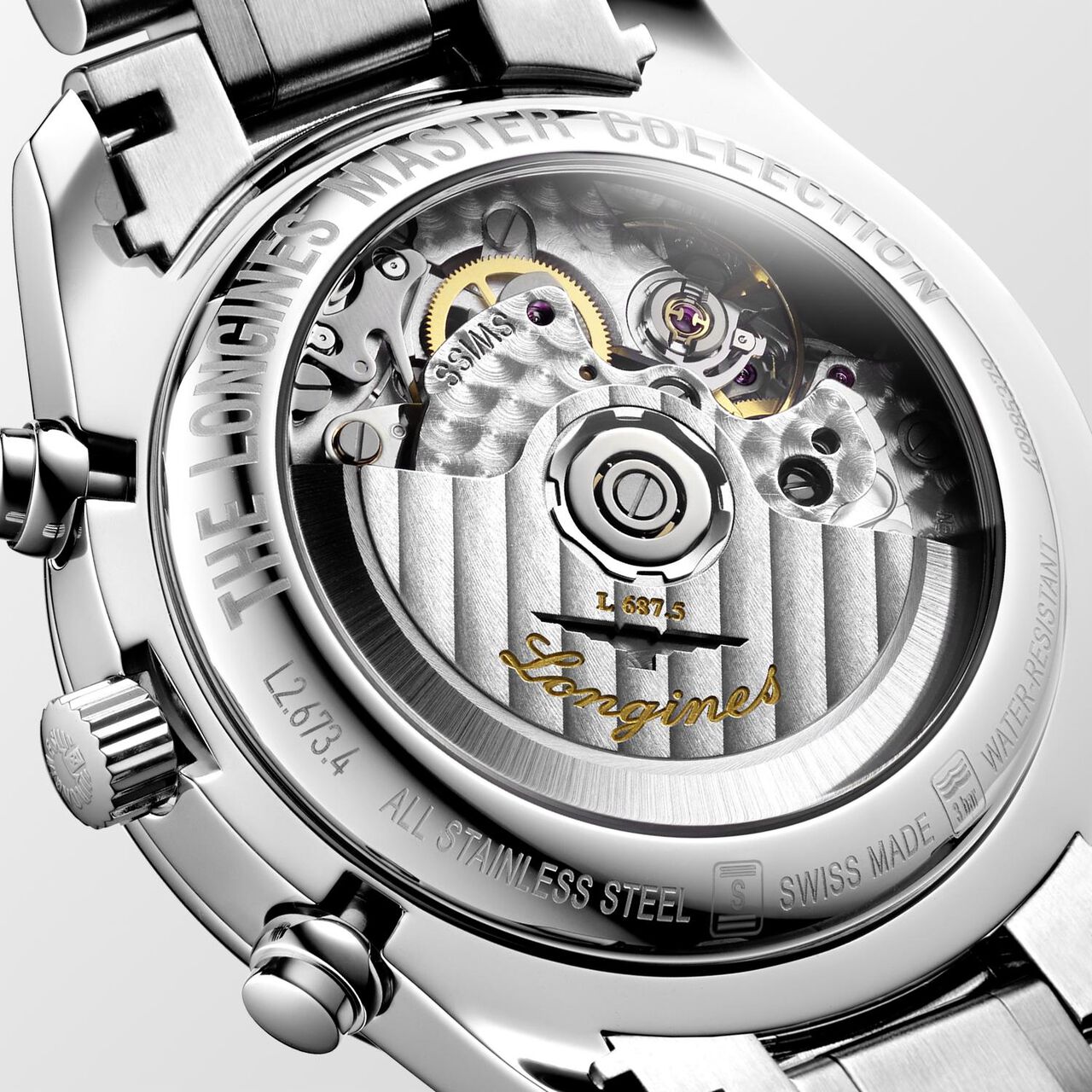 Longines Master Automatic Moonphase Chronograph 40 mm Stainless Steel L2.673.4.71.6 Back image number 1