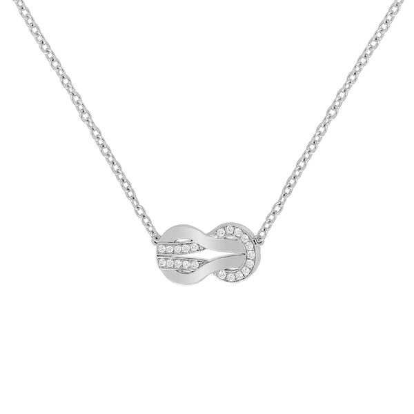 Pendentif Chance Infinie en or blanc avec pavé de diamants, moyen modèle