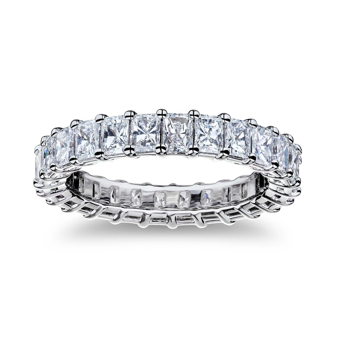 Platinum 3.90ct Radiant Cut Eternity Band image number 0