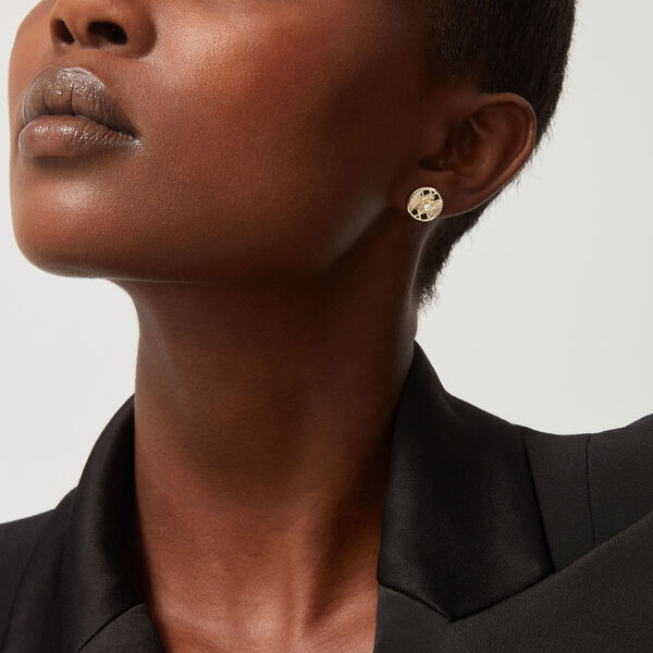 Boucle d'oreille unique Emblem en or jaune diamant et onyx