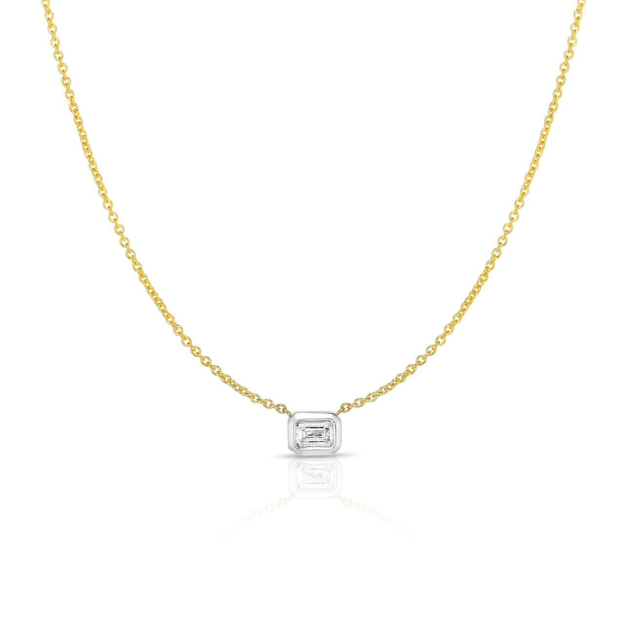 Diamonds By The Inch Yellow Gold and Diamond Emerald Cut Pendant Necklace image number 0