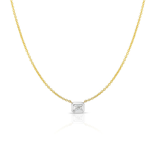 Diamonds By The Inch Yellow Gold and Diamond Emerald Cut Pendant Necklace