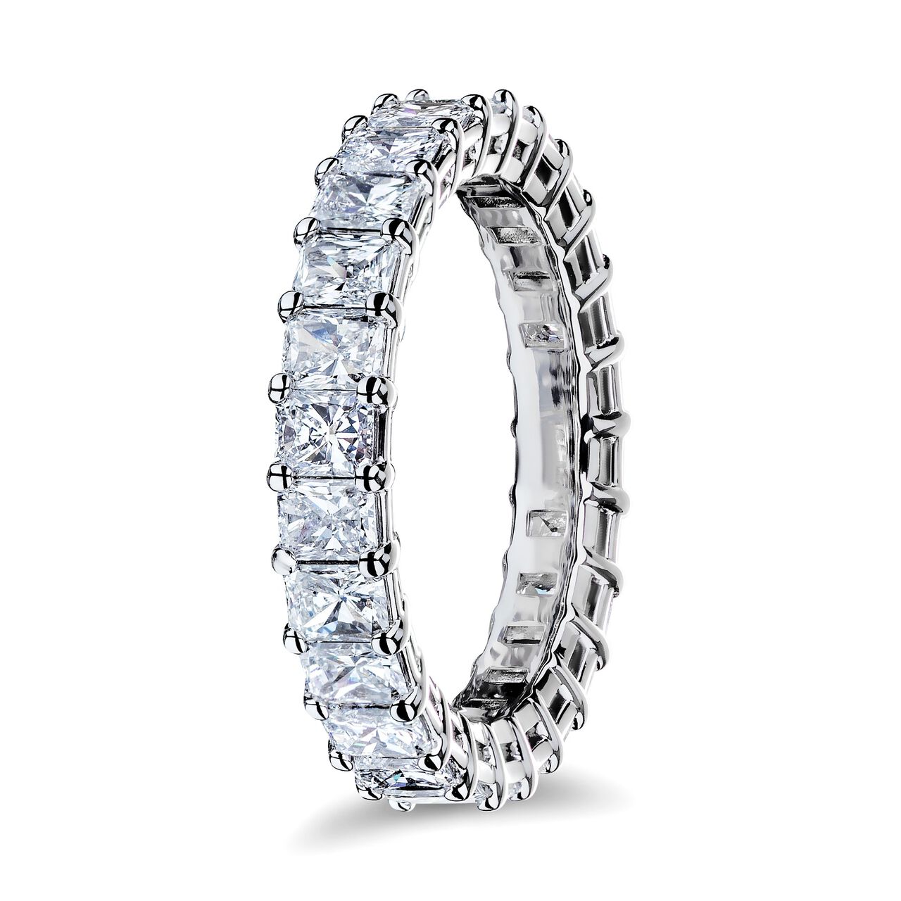 Platinum 3.90ct Radiant Cut Eternity Band image number 1