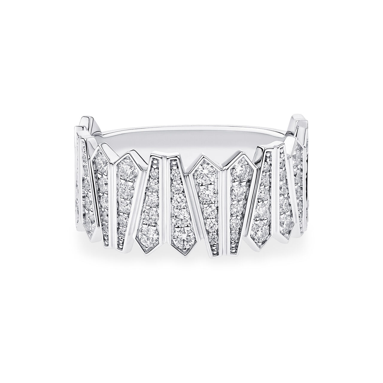 Front view of Birks Beekeeper white gold ring with a single diamond image number 0