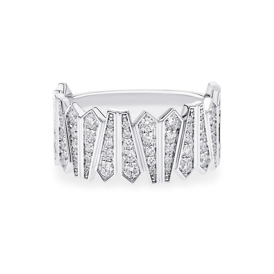 Front view of Birks Beekeeper white gold ring with a single diamond image number 0