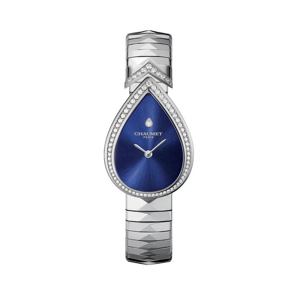 Joséphine Aigrette 27 X 20 mm quartz en  acier inoxydable et diamants