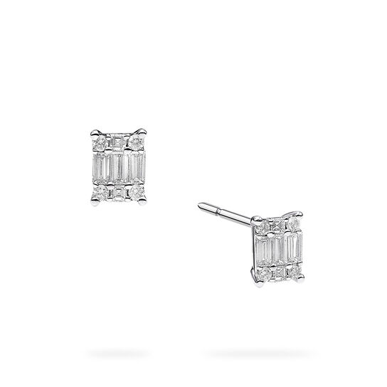 Birks Essentials White Gold and Diamond Rectangular Cluster Earrings, Small image number 0