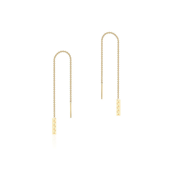 Yellow Gold Pixel Chain Earrings
