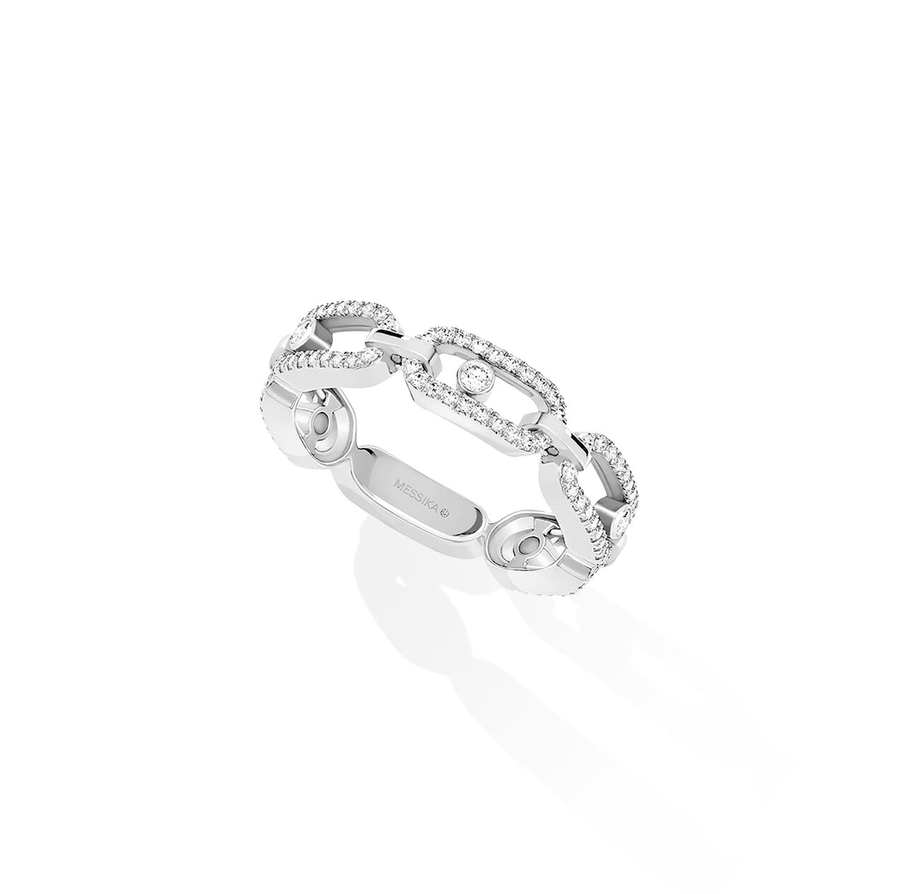 Messika Move Uno Link White Gold and Diamond Pav&eacute; Ring 12012-WG image number 0