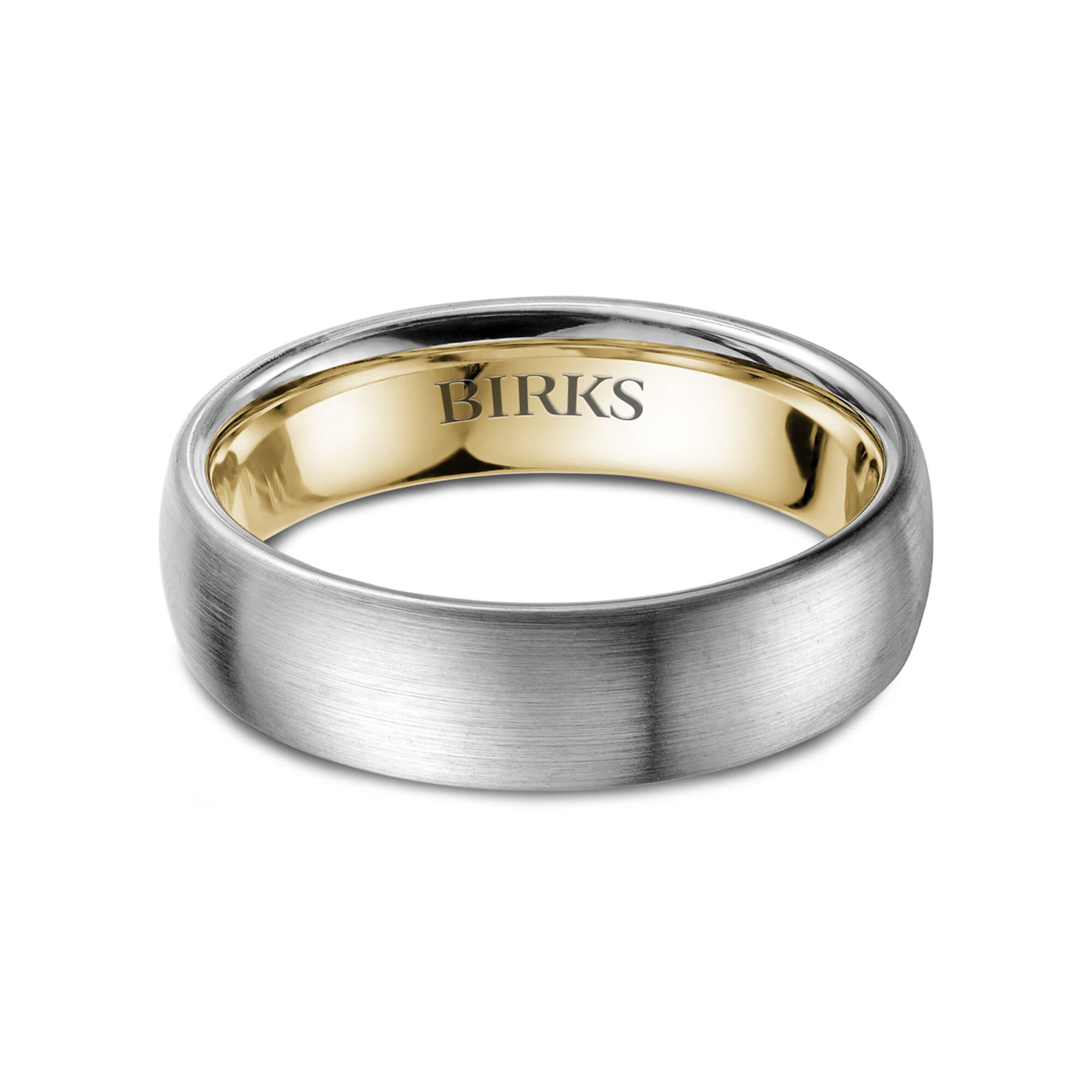 Birks Mens 6 mm White and Yellow Gold 6 mm Inlay Wedding Band Size 10
