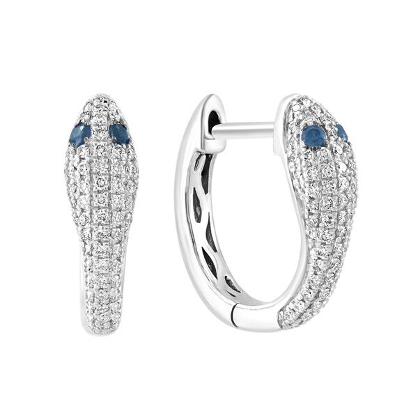 Boucles d'oreilles serpent en diamant et saphir