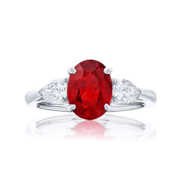 Oval-Cut Ruby and Diamond Ring