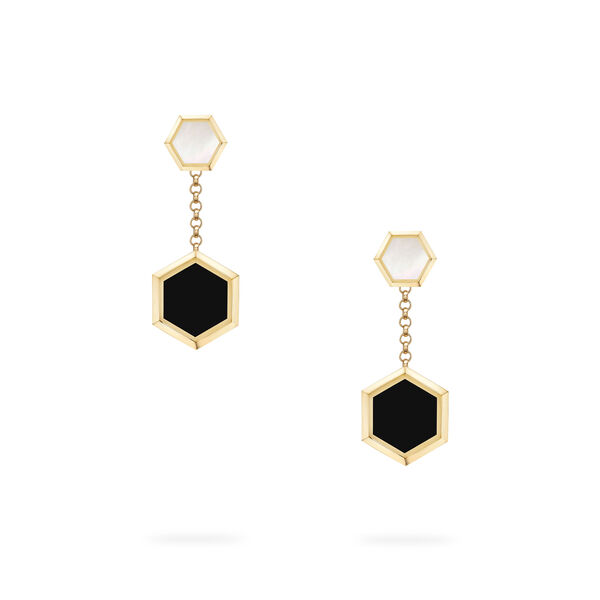 Mother-of-Pearl and Onyx Drop Earrings