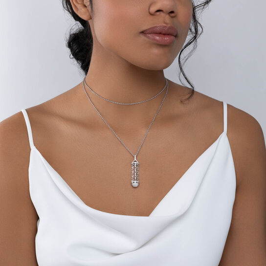 Pendentif porteur de message en diamant, or blanc image number 2