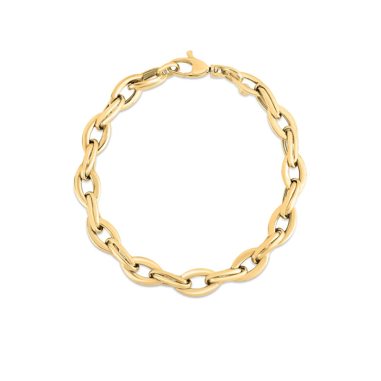 Classic Gold Yellow Gold Almond Link Chain Bracelet