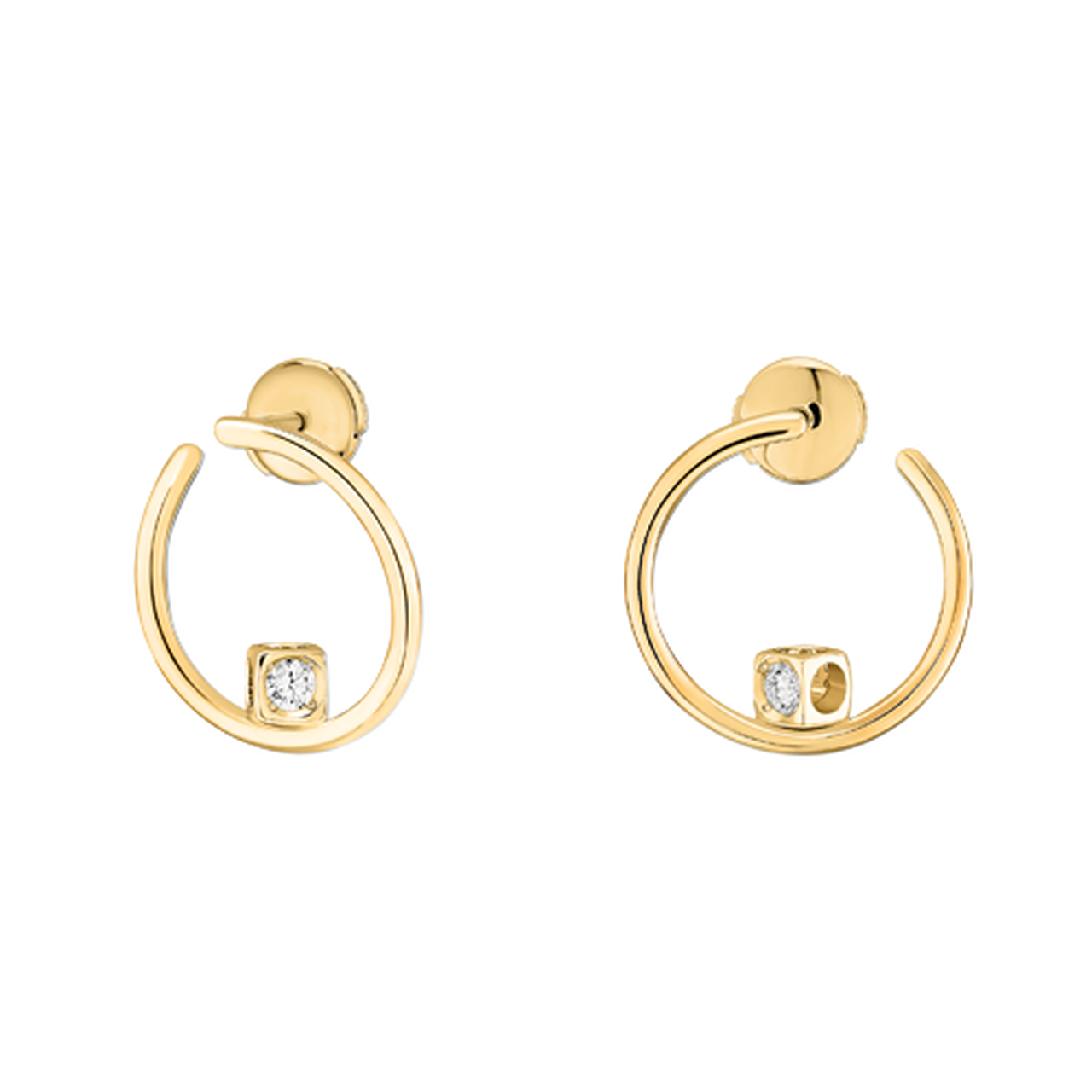 Dinh Van Le Cube Diamant Yellow Gold and Diamond Hoop Earrings 808811 Front image number 0