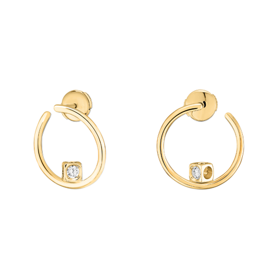 Dinh Van Le Cube Diamant Yellow Gold and Diamond Hoop Earrings 808811 Front image number 0