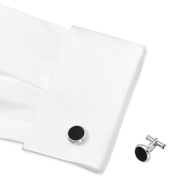 Boutons de manchette Meisterstück en acier inoxydable avec onyx