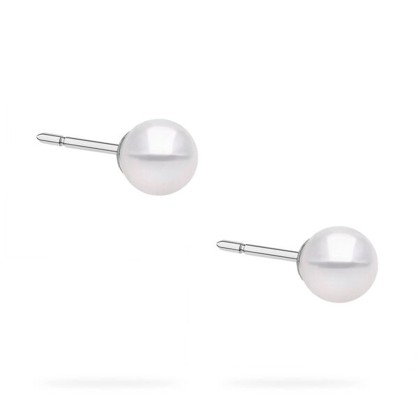 Boucles d'oreilles en perles Akoya AAA de 7 &agrave; 7,5 mm, en or blanc